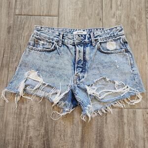 GRLFRND Helena High-Rise Distressed Cut-Off Denim Shorts Women’s 25 Light Wash